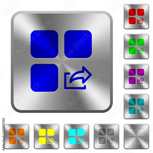 Export component rounded square steel buttons