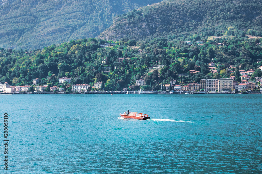 Small boat on Lake Como, Italy