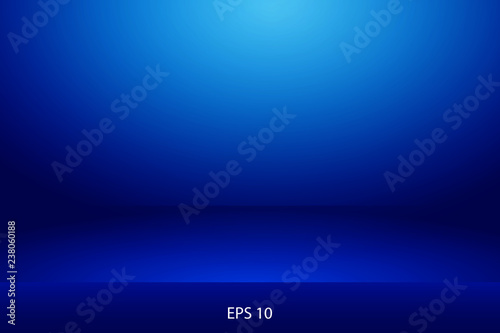 blue horizontal studio gradient wall room, Modern interior background