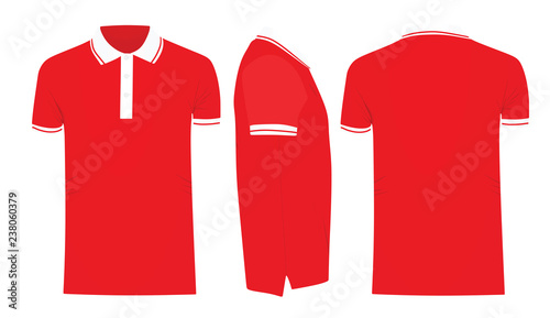 Red polo t shirt template. vector illustration