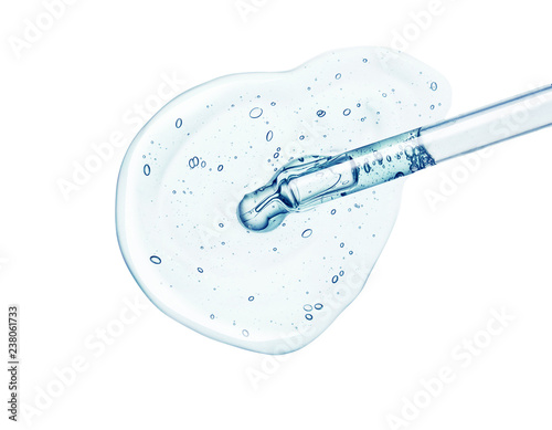 Liquid gel or serum on a screen of microscope 