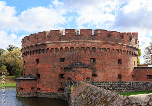 Russia, Kaliningrad. Fortress tower dating from the mid-nineteenth century. Located in the center of Kaliningrad on the Verkhneye Lake shore photo