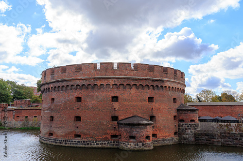 Russia, Kaliningrad. Fortress tower dating from the mid-nineteenth century. Located in the center of Kaliningrad on the Verkhneye Lake shore photo