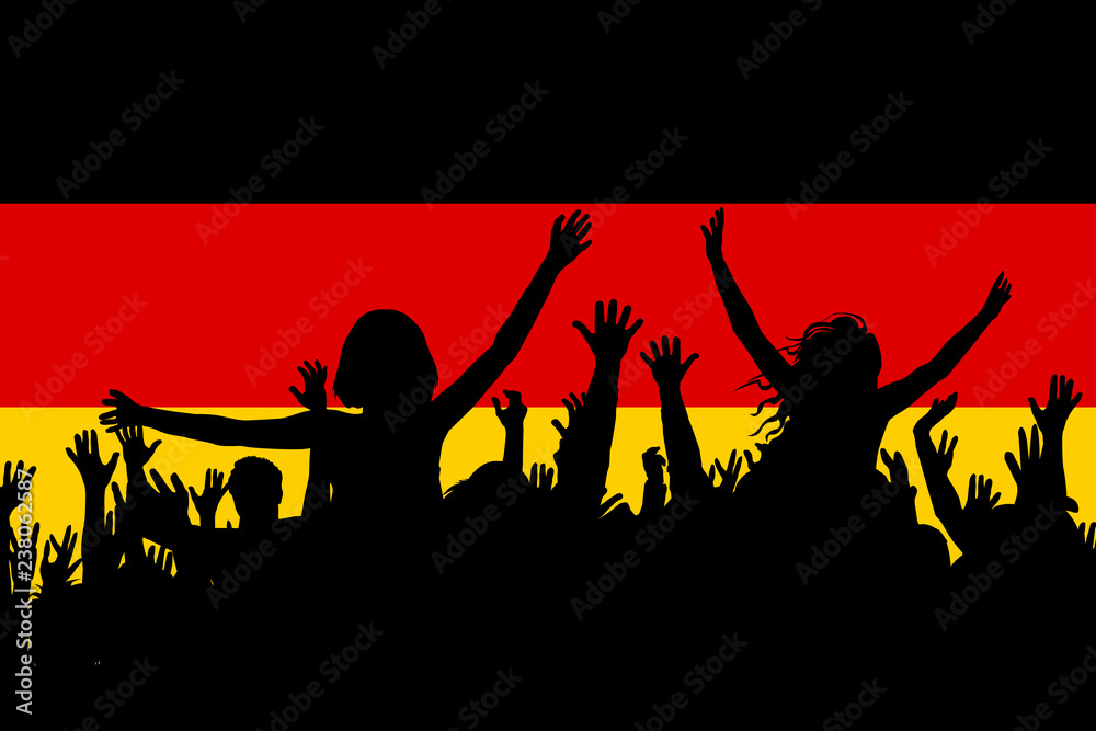 People silhouettes celebrating Germany national day People silhouettes celebrating Germany national day