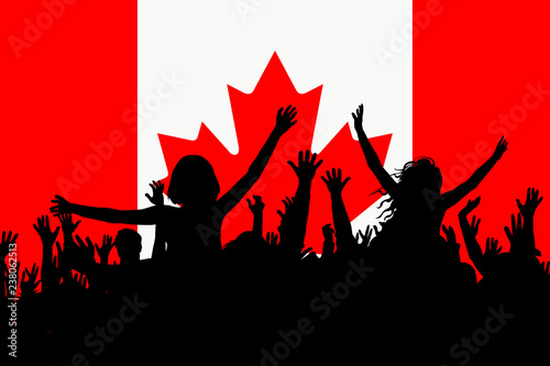 People silhouettes celebrating Canada national day