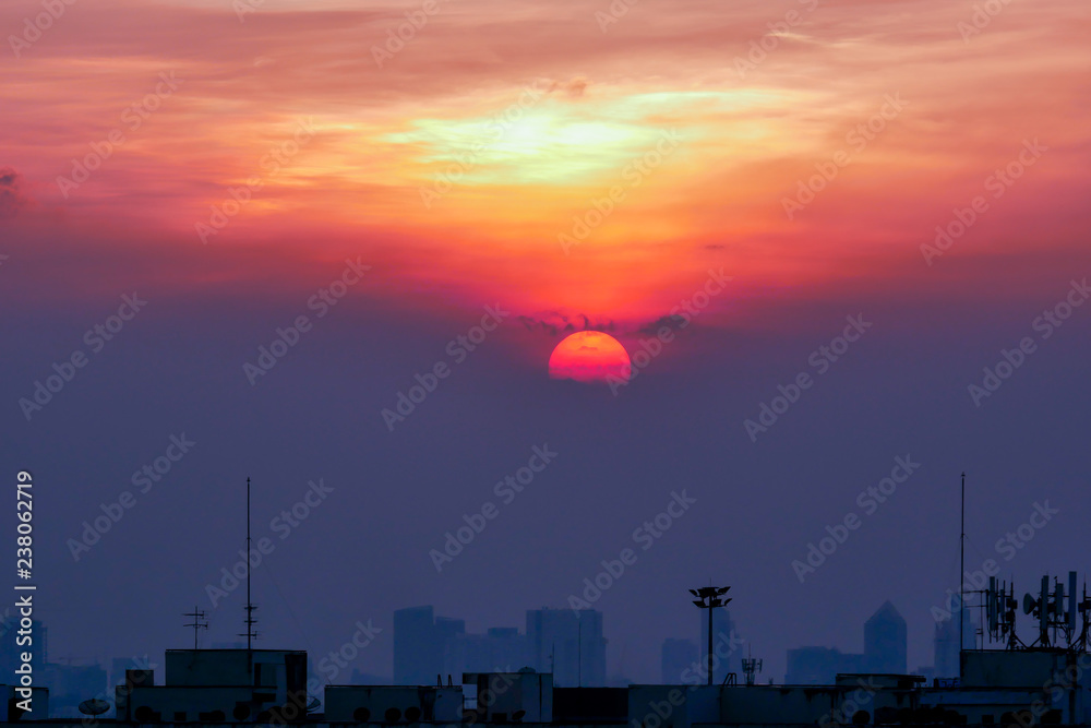 Fototapeta premium Large sunset background in summer