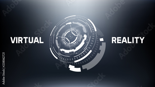 3D Futuristic Technology Circle Elements Design. Landing Page, Big Data, Virtual Reality, Artificial Intelligence, Hologram Screen, Science Fiction, Security System. Vector EPS 10 Illustration