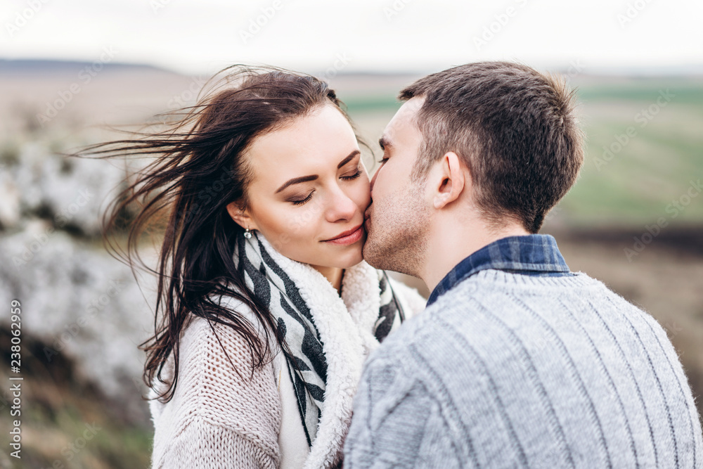 Romantic happy couple enjoy spending time together outdoor. Romantic happy couple enjoy spending time together outdoor.