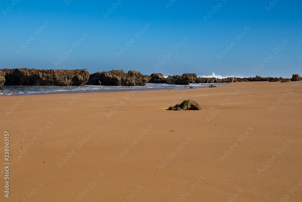 Sandy and rocky Atlantic coast beach, Morocco Sandy and rocky Atlantic coast beach, Morocco