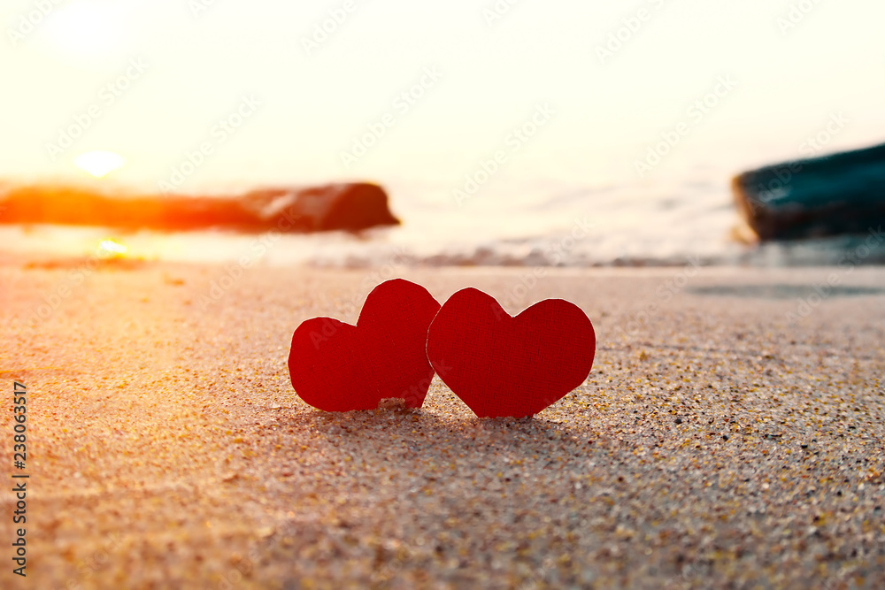 Fototapeta premium Hearts on the Seashore