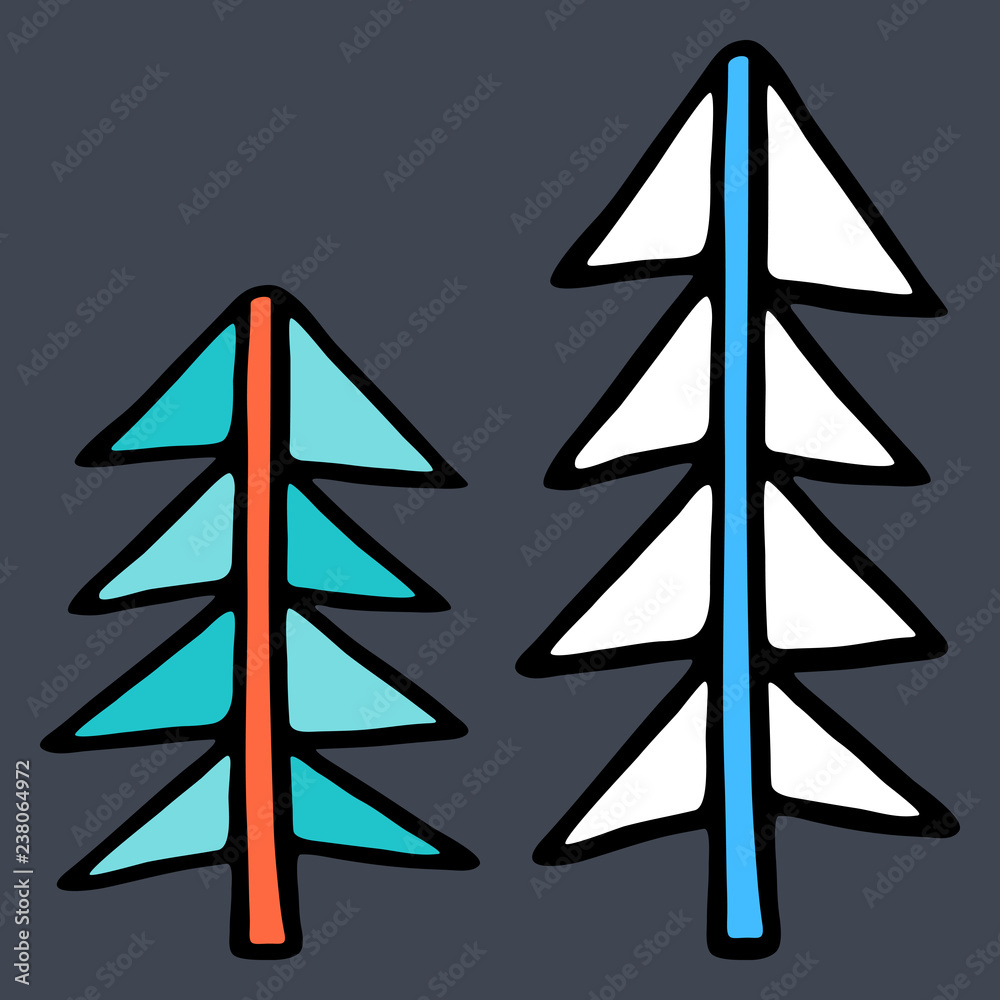 Drawing of a Christmas Tree, spruce or fir drawn by hand. Easy and quick sketching or technique imitating children's drawing. Design graphic element is saved as a vector illustration in EPS file Drawing of a Christmas Tree, spruce or fir drawn by hand. Easy and quick sketching or technique imitating children's drawing. Design graphic element is saved as a vector illustration in EPS file