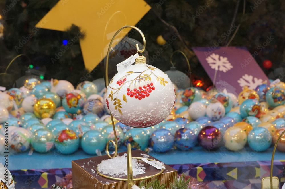 Christmas decoration with colourful glass balls