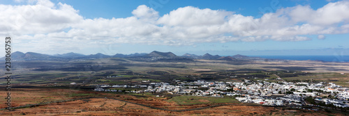 Top view on Teguise city from Castle hill. Lanzarote. Canary islands. Spain