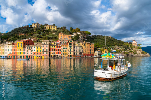 Cityscape of Portofino from the sea, Ligurian riviera, Italy © Andrii Shnaider