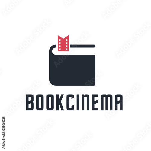 abstract book cinema logo vector, Media company or film production studio template isolated on white background