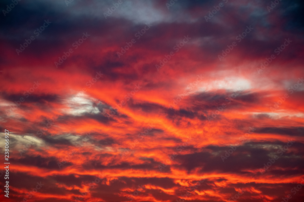 dramatic fire sky with clouds