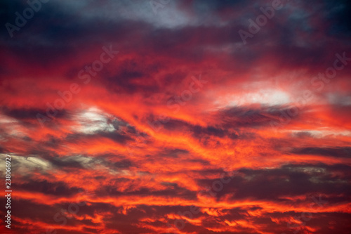 dramatic fire sky with clouds © Yancy