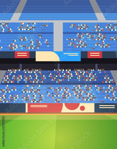 empty football stadium field arena filled tribunes before start match flat vertical