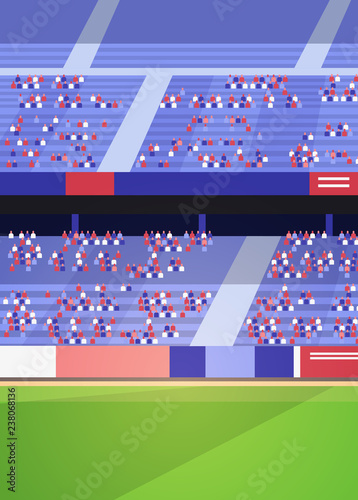 empty football stadium field arena filled tribunes before start match flat vertical