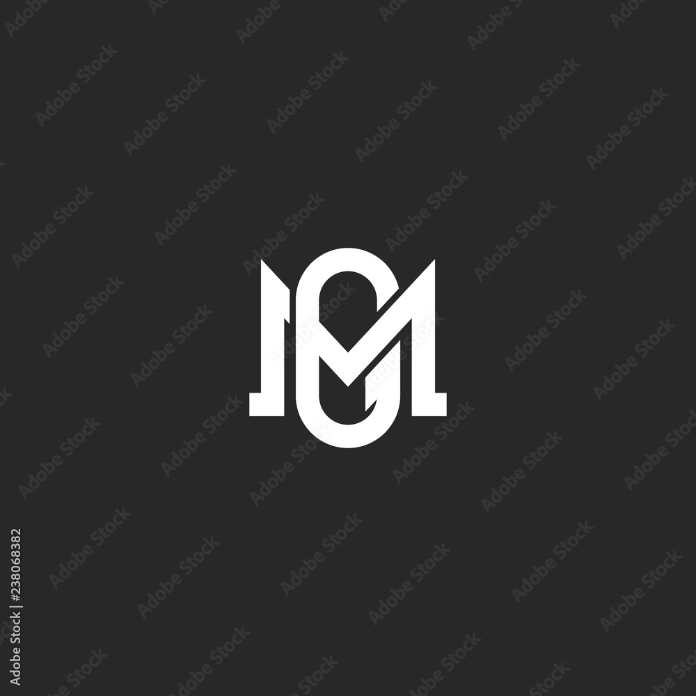 Initials letters MG or GM logo monogram, two intersection letters M and G emblem, weaving symbol minimalist style art - obrazy, fototapety, plakaty 