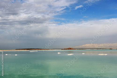 Dead sea seascape in cloudy weather