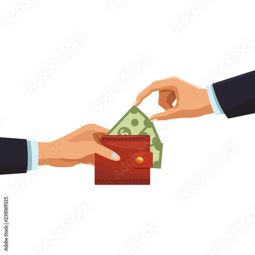 businessmen hands with cash in wallet