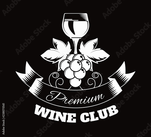 Premium wine club isolated monochrome emblem flat vector illustration on white background.