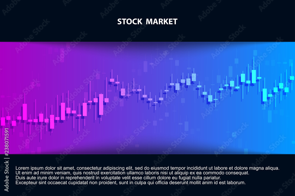 Stock exchange chart market investment trading with world map. Trading platform. Business graph. Vector Illustration