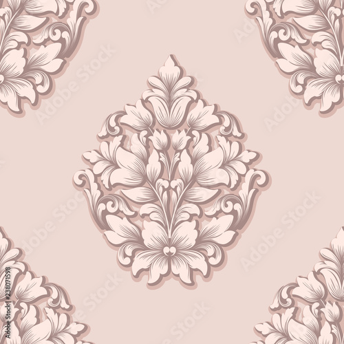Wallpaper Mural Vector damask seamless pattern element. Classical luxury old fashioned damask ornament, royal victorian seamless texture for wallpapers, textile, wrapping. Exquisite floral baroque template. Torontodigital.ca