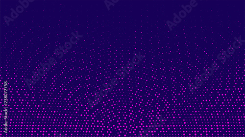 Halftone pattern. Horizontal vector illustration. Pink dots, blue halftone texture. Color halftone radial gradient. Pop Art blue pink circle comics Background. Grunge Bright neon Dots Background. © svitlananiko