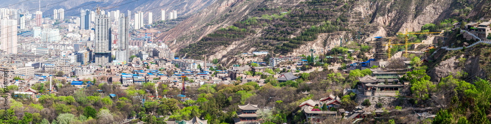 Five Spring Mountain geopark on the edge of Lanzhou city, Gansu, China.
