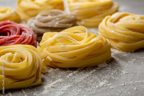 Traditional italian pasta set close-up