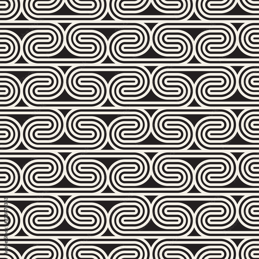 Fototapeta premium Vector seamless lines mosaic pattern. Modern stylish abstract texture. Repeating geometric spiral lines