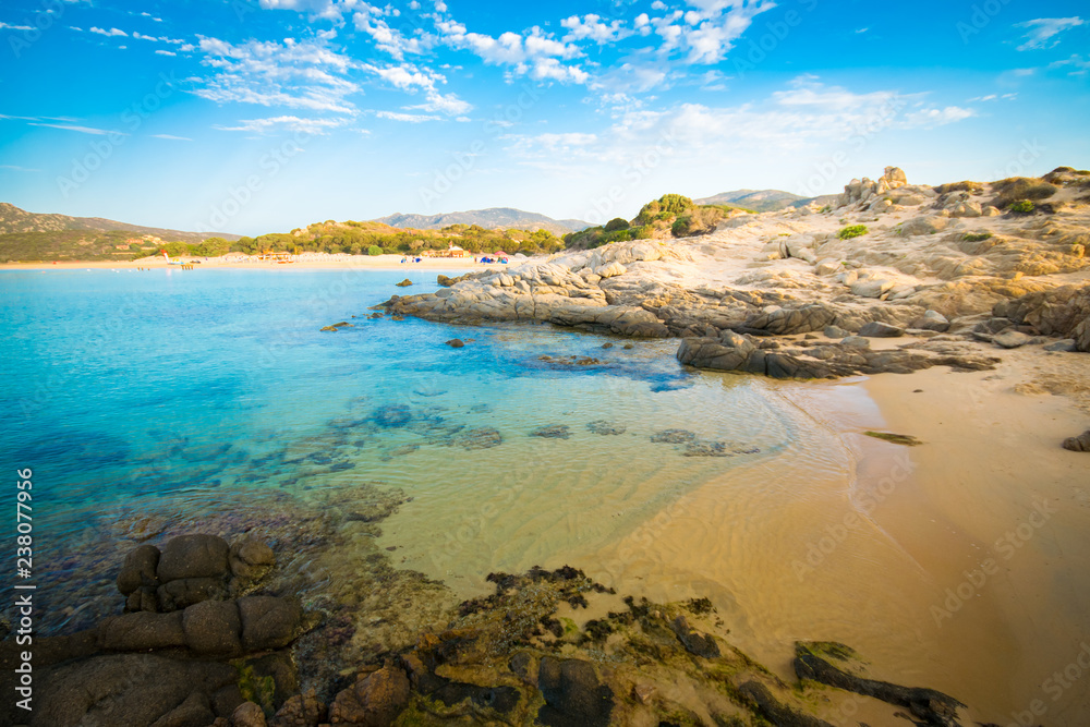 The sea and the pristine beaches of Chia, Sardinia, Italy.
