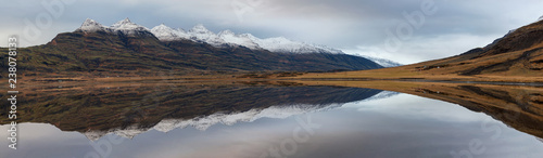Mountain reflections in Berufjordur, eastern fjords in Iceland photo