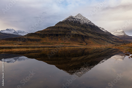 Bulandstindur peak reflected in a lake  Djupivogur  Iceland