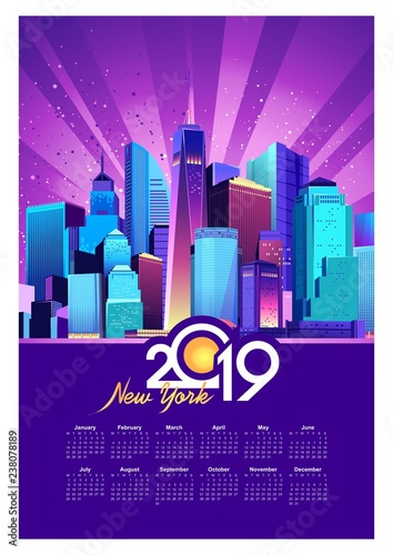 2019 calendar night city
