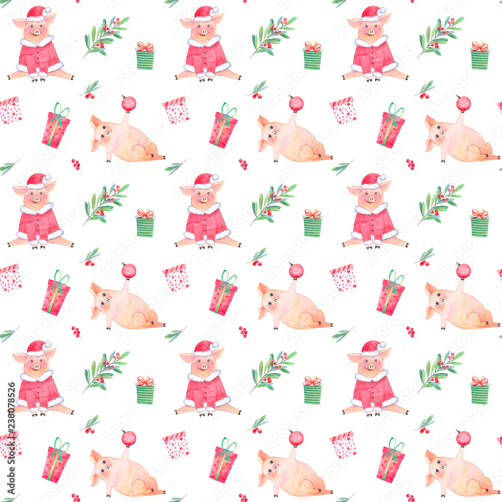 Watercolor Christmas seamless pattern Watercolor Christmas seamless pattern
