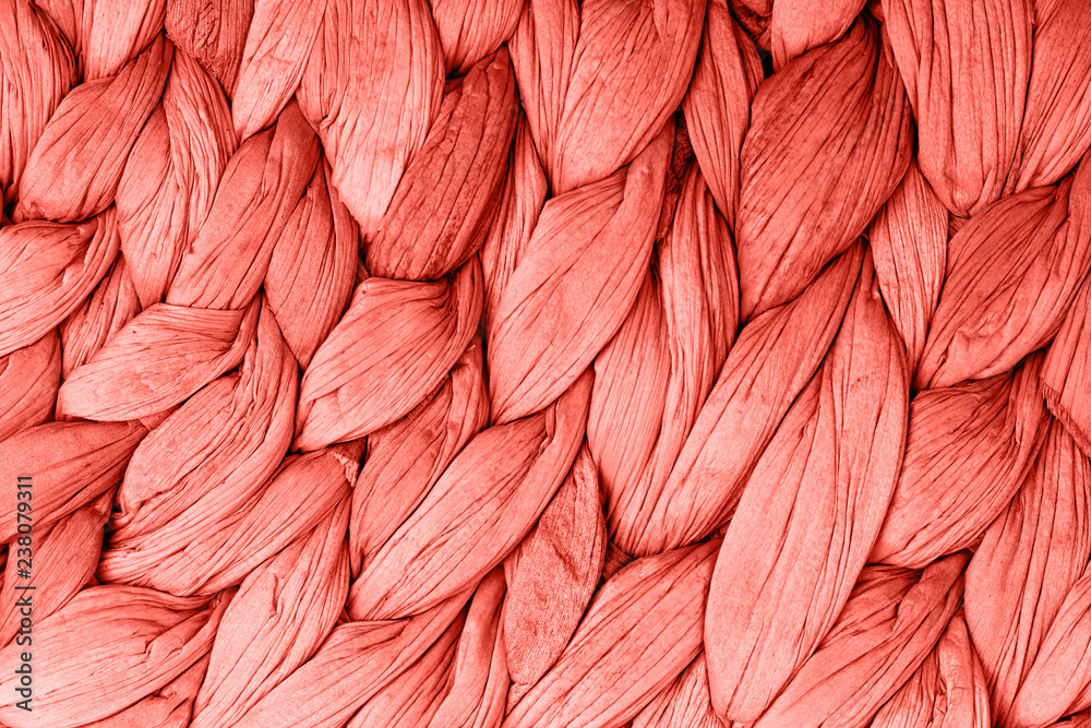 Fototapeta Abstrakcjonistyczny tkany matowego tekstury tła żywy koralowy kolor. Modny kolor koncepcyjny roku.