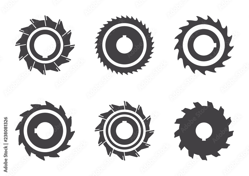 Set of different milling cutter icons