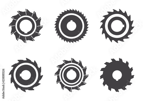 Set of different milling cutter icons