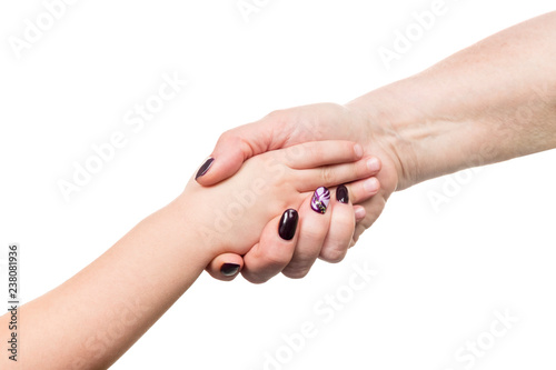 baby and mother handshake