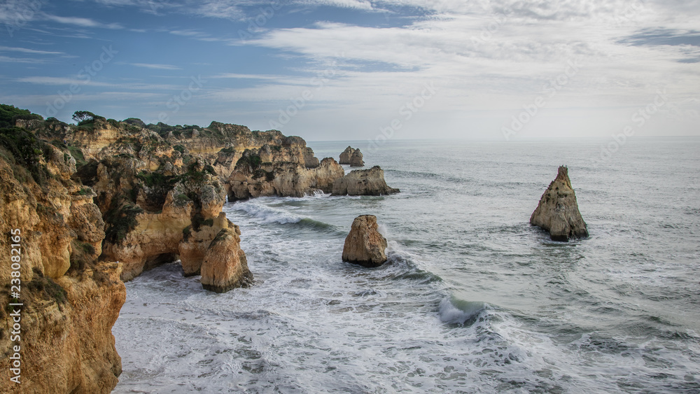 Algarve beach with huge Rocks