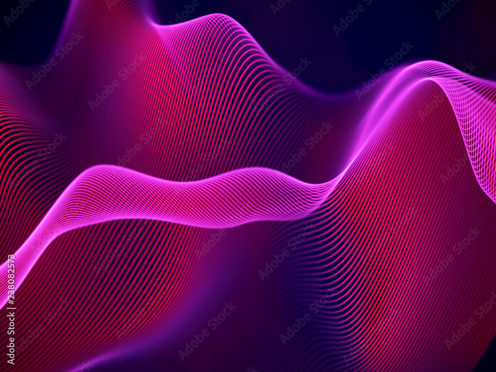 3D visualization of sound waves. Big data or information concept: Red chart. Data abstract: futuristic digital landscape. Visual sound waves or audio equalizer. EPS 10 vector illustration. 3D visualization of sound waves. Big data or information concept: Red chart. Data abstract: futuristic digital landscape. Visual sound waves or audio equalizer. EPS 10 vector illustration.