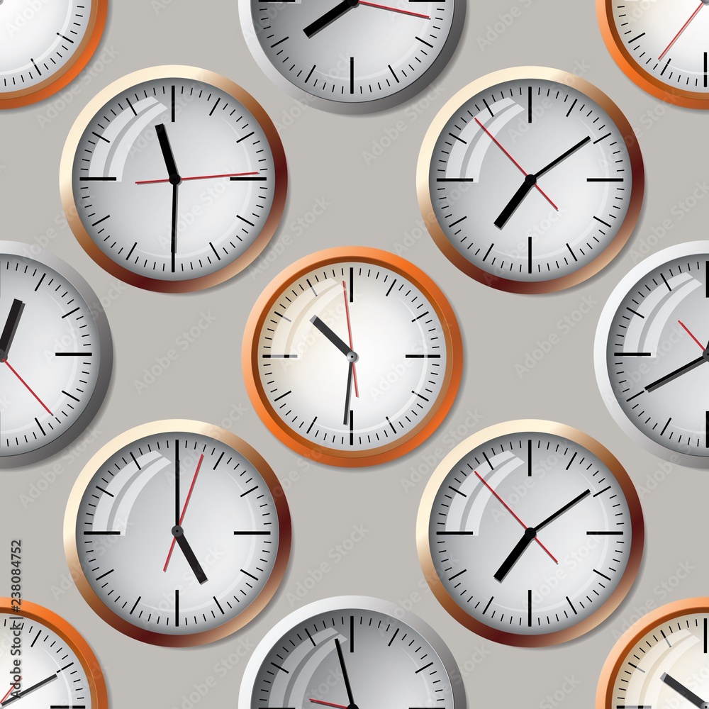 Seamless pattern composed of images hours. Seamless pattern composed of images hours.