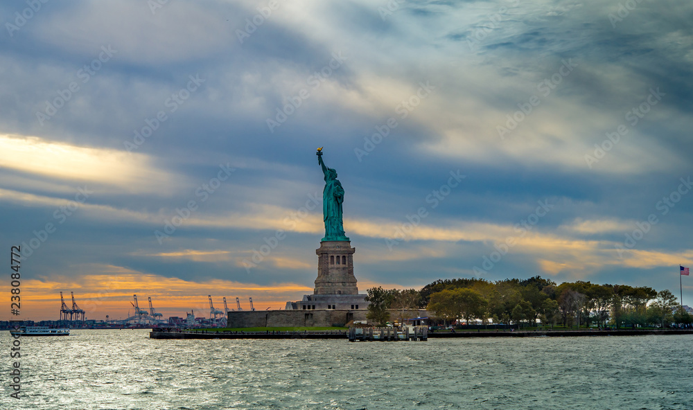Statue of Liberty on Liberty Island in New York Harbor.