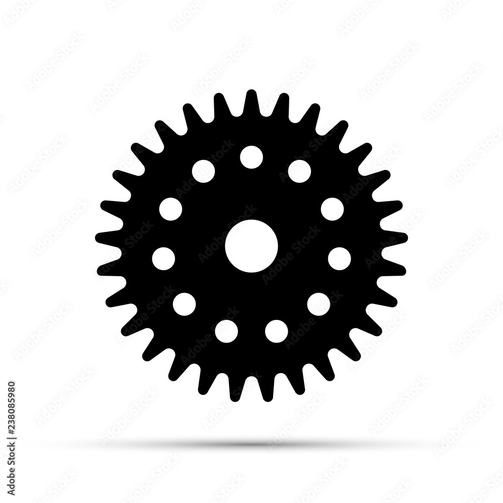 One gear flat icon on a white background One gear flat icon on a white background