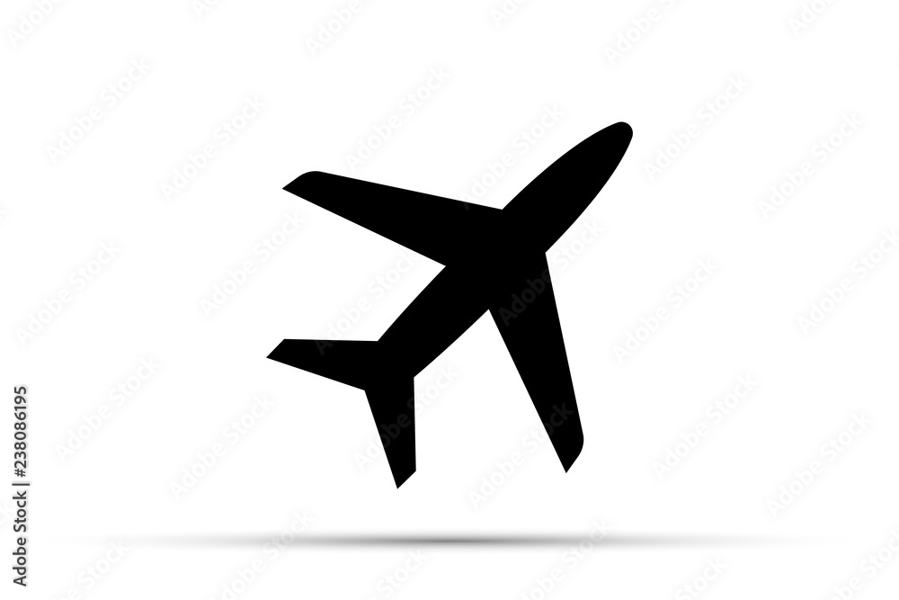 Air plane black silhouette flat icon on a white