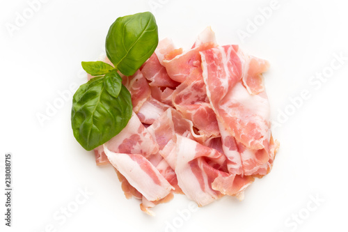 Fresh bacon on the isolated background.
