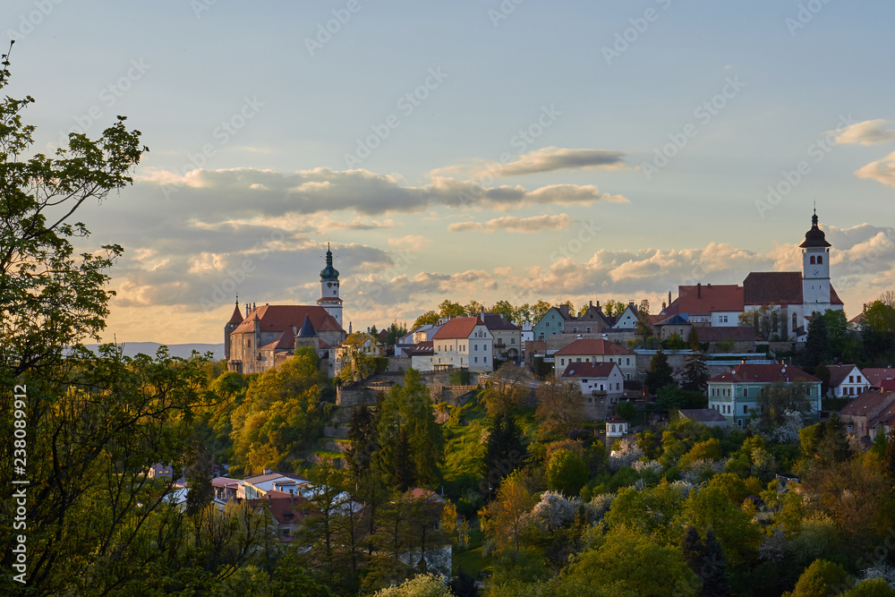 old town, czechia, town on rock over the river, panorama of prague